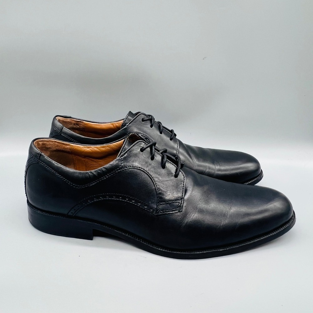 J. Murphy Johnston & Murphy Dress Shoes Mens 12 Black Leather Derby Plain Toe